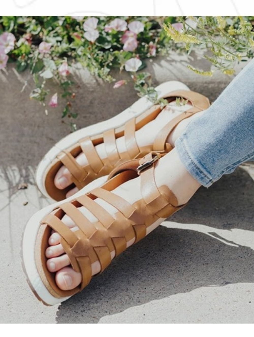 OTBT Tan Woven Leather Sandals Size 8.5